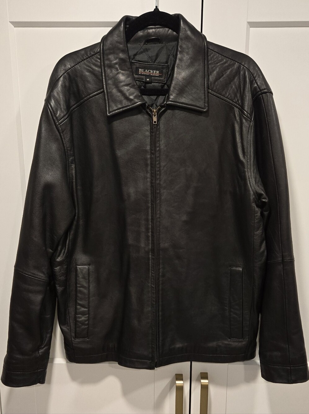 Vintage Stanley Blacker Black Men's Leather Zip Front Jacket